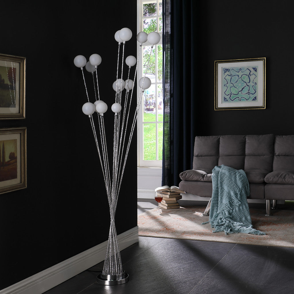62" Silver 16 LED Novelty Floor Lamp