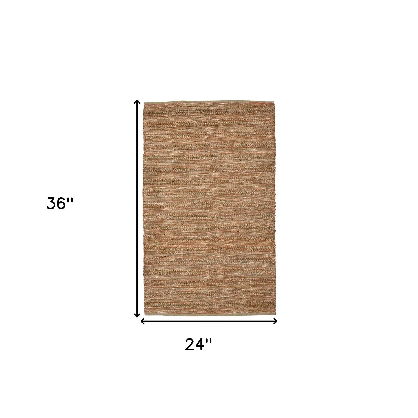 2' X 3' Brown And Brick Red Jute Striped Flatweave Handmade Area Rug