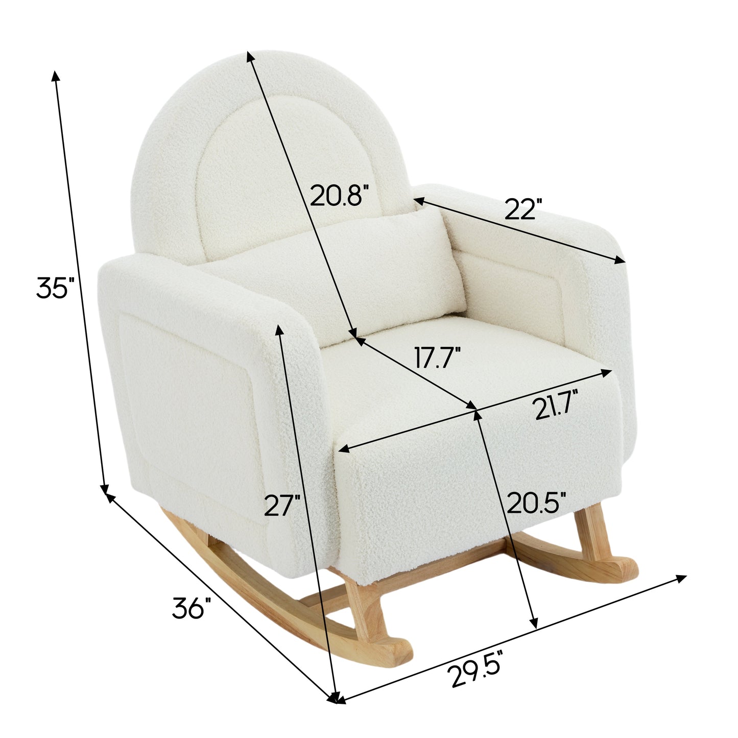 Accent Rocking Chair with Curved Back & Pillow