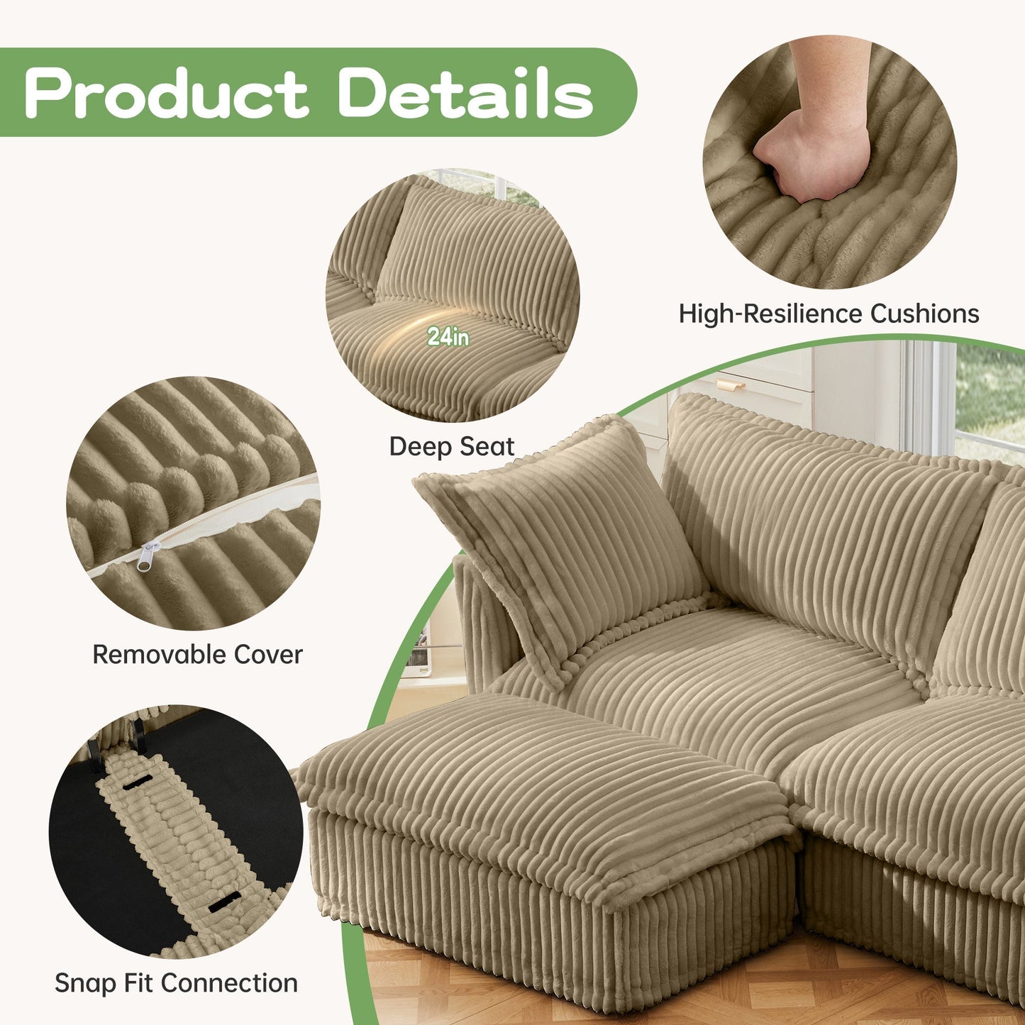 L Shape Sectional Long Sofa Couch