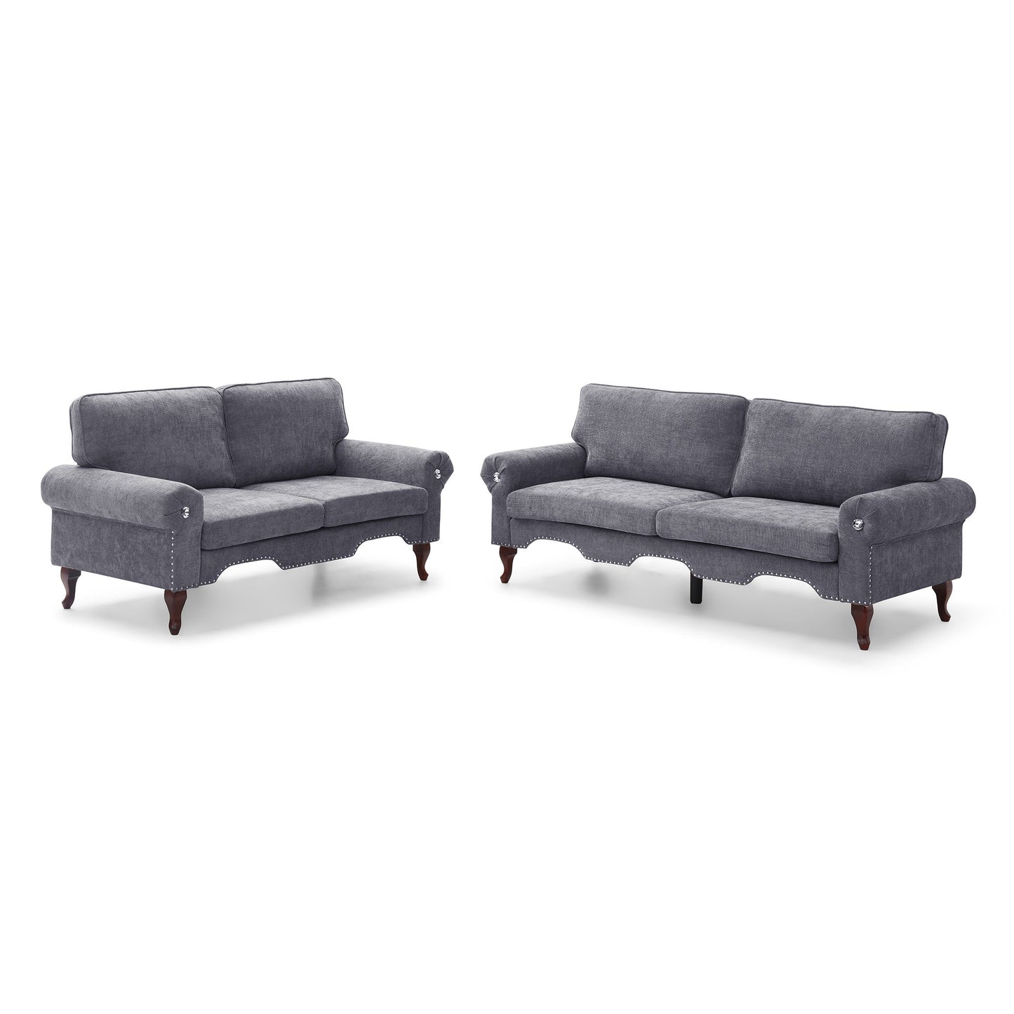 2 Piece Sectional Sofa Set with Movable Pillows