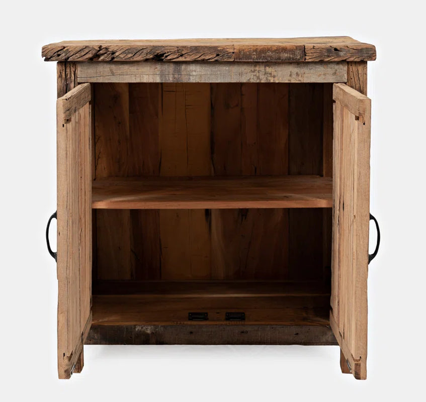 Solid Wood Rustic Industrial Accent Cabinet Dining Storage