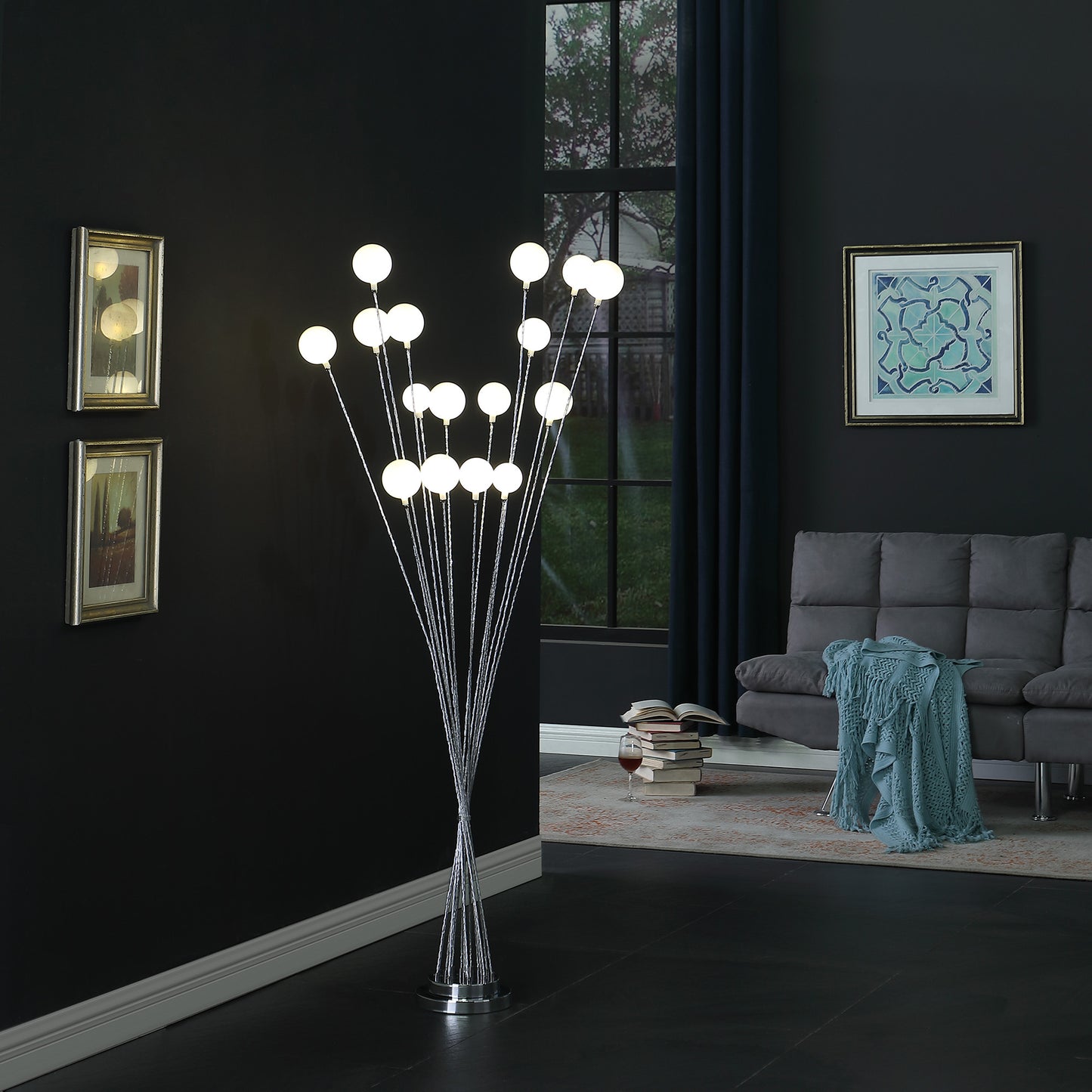 62" Silver 16 LED Novelty Floor Lamp