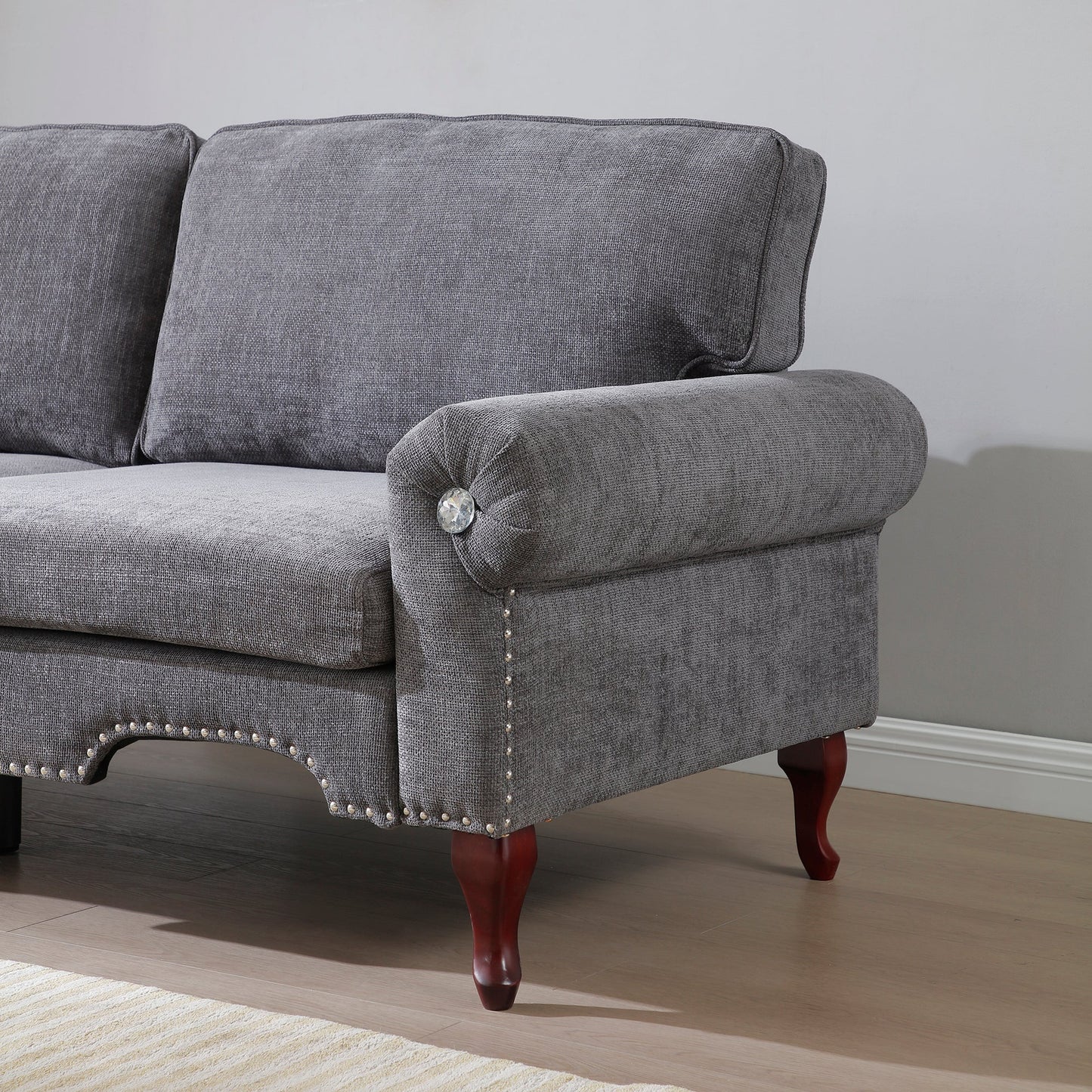 2 Piece Sectional Sofa Set with Movable Pillows