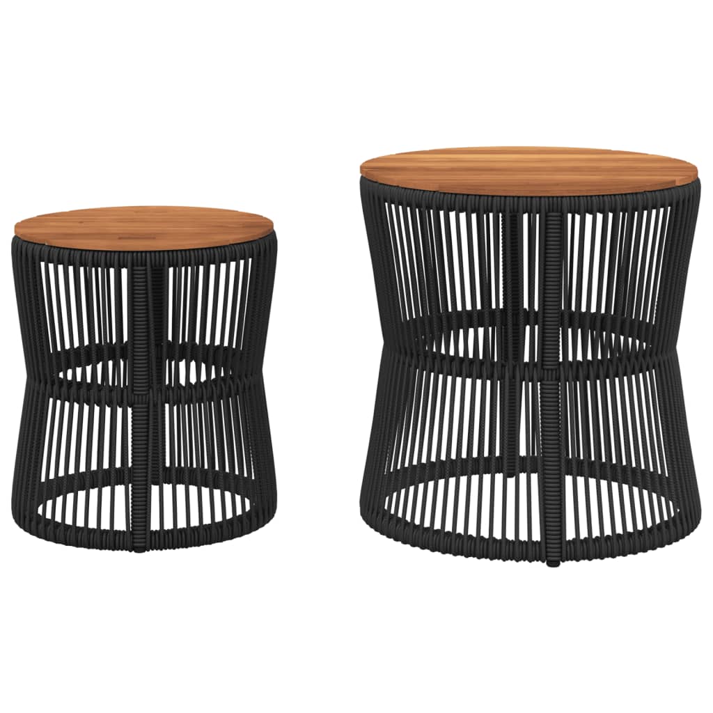 Patio Side Tables 2 pcs with Wooden Top