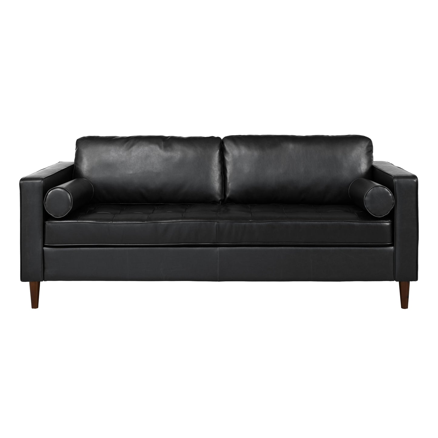 Mirod Mid-Century Modern  Leather 3-Seat Sofa
