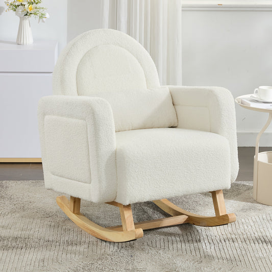 Accent Rocking Chair with Curved Back & Pillow