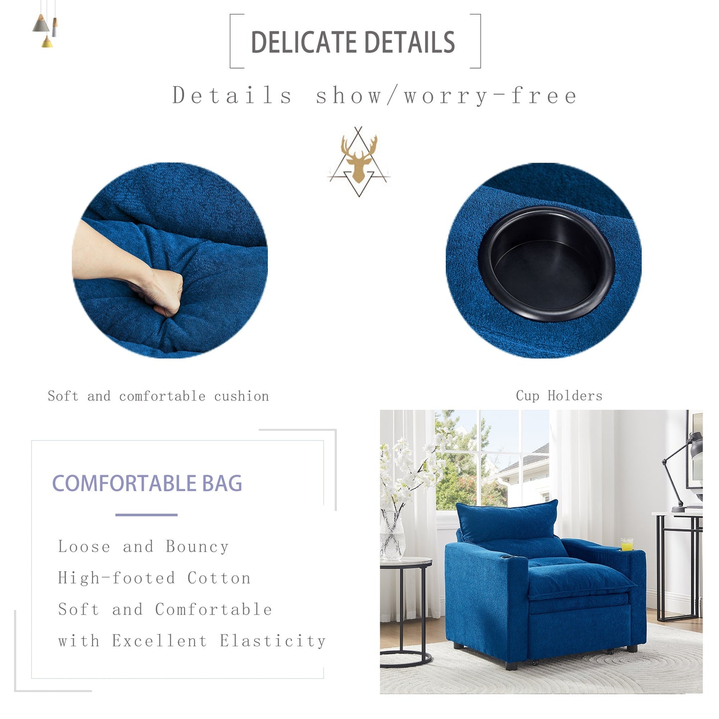 Sleeper Sofa Chair Bed, Convertible Sofa Chair 3-in-1